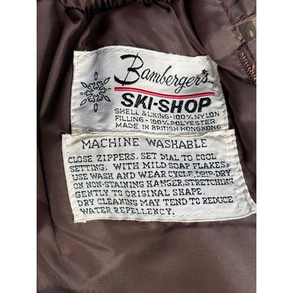 Vintage 80s Bamberger’s nylon ski pants brown medium insulated full zip 30x30